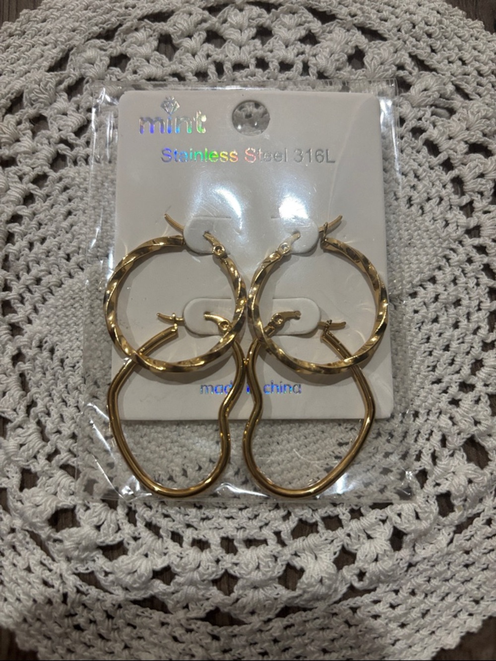 Mint Hoop Earrings Set